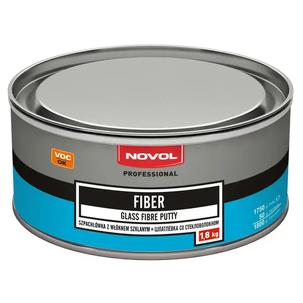 Шпаклівка поліефірна зі скловолокном NOVOL FIBER, банка 1,8 кг (із затверджувачем)