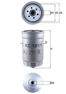 Паливний фільтр накручуваний M16×1,5, Ø80 × 143,5 мм, Hyundai / Kia CRDi, 101/1